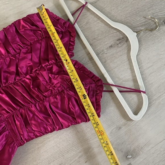 Gunne‎ Sax Jessica McClintock XS satin cocktail dress romantic Fuchsia ruched - Picture 13 of 16